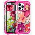 thumbnail image 2 of Casetego Phone Case for iPhone 16 Pro Max,Colorful Retro Oil Painting Print Flower Design Cute Floral Blossom Phone Cover Stylish Protective Phone Case for Girls Women,Rose Red, 2 of 9