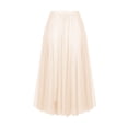 thumbnail image 3 of Long Pleated Tulles Skirts for Women Elastic High Waist A-Line Layered Mesh Flowy Elegant Skirt Ankle Length Beige M, 3 of 6