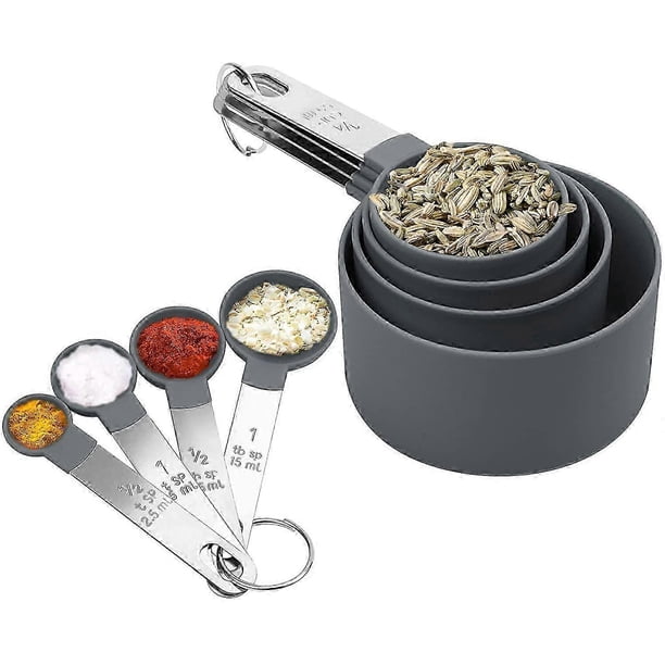 2024 Measuring Spoon Sets, Set of Cups and Measuring Spoons for Kitchen Cooking Baking Ingredients Liquid and Solid, Pack of 8