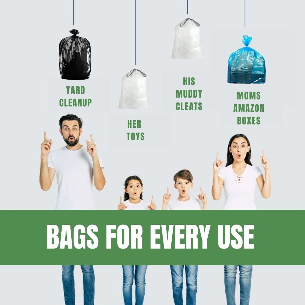 Plasticplace 12-16 Gallon Recycling Trash Bags with Logo │1.2 Mil │ Blue Garbage Bags │ 24” x 31” (250 Count)