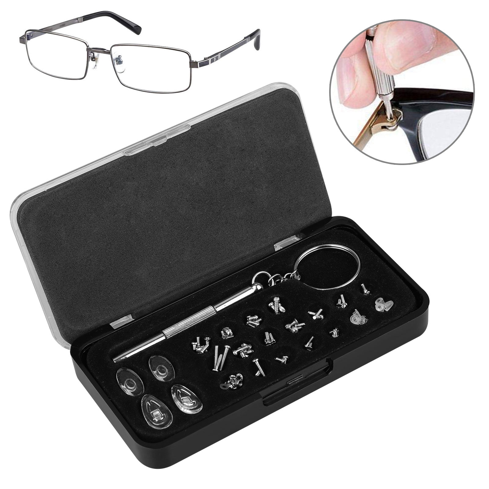 EEEkit Eyeglass Sunglass Repair Kit with Screws Nose Pads & Tweezers