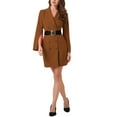 thumbnail image 2 of INSPIRE CHIC Women's Work Dresses Business Slit Sleeve Belted Double Breasted Blazer Dress XL Brown, 2 of 5