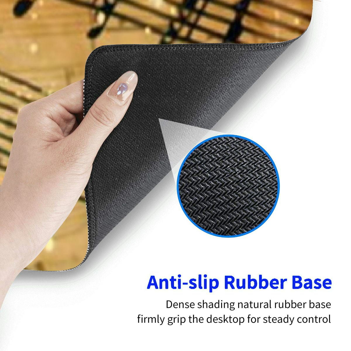 Heduofu Laptop Mouse Pad Retro Music Score Desk Mat with Stitched Edges Non-Slip Large Rubber Writing Table Mat for Office Home 31.5x11.8 in