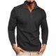 thumbnail image 2 of pstuiky camisas de hombre de manga larga, Camisa informal de color liso con cremallera y manga larga y cuello alto para hombre salir tops l, 2 of 6