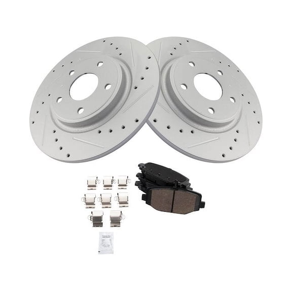 Rear Brake Pad and Rotor Kit - Compatible with 2011 - 2020 Dodge Grand Caravan 2012 2013 2014 2015 2016 2017 2018 2019