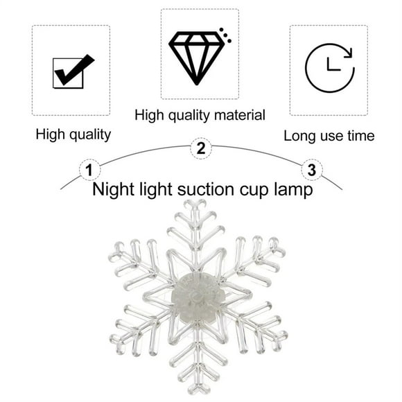 5PCS Snowflake Window Lights With Suction Cup Colourful LED Snowflake Lights For Christmas Party Window Wall Decoration