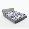 thumbnail image 2 of Ambesonne Floral Fitted Sheet, Watercolor Blooming Petals, King Size, Blue Violet and Laurel Green, 2 of 5