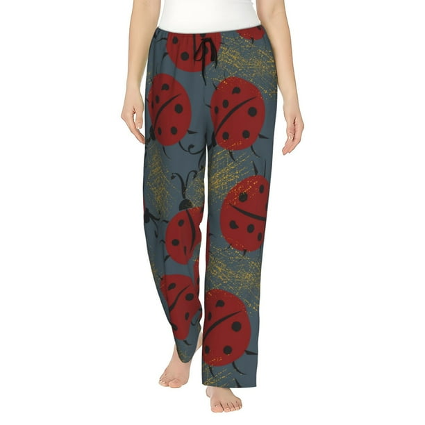 Balery Ladybug Pantalones de pijama para mujer, pijamas ultraligeros, pantalones de estar por casa-Medium