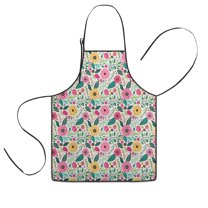 Pioneer Flower Floral Print Pattern Kids Aprons for Girls and Boys,Adjustable Neck Strap Toddler Aprons for Kids Cooking Baking
