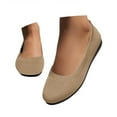 thumbnail image 3 of Xiaoxatg Women's Knitted On Ballet Flexible Soft Round Toe Walking Comfort Shoes Breathable Low Heel Everyday Wear Versatile Design 7.5 Khaki, 3 of 9