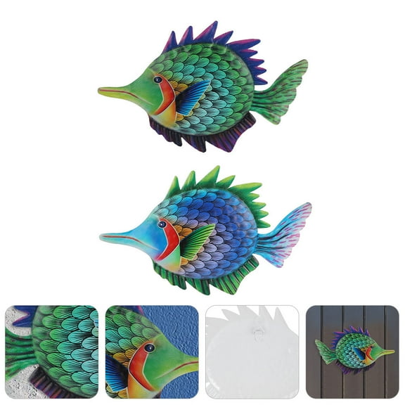 Masteelf  2 Pcs Iron Fish Wall Hanging Party Ornament Decoration Decorations