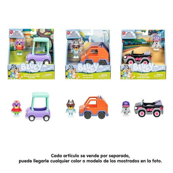 Vehículo de juguete Bluey carro individual con figura articulada de Bluey y Amigos. Varios modelos 1 pieza