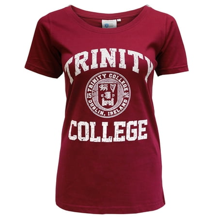 Burgundy/White Trinity College Seal Ladies Tee-Shirt
