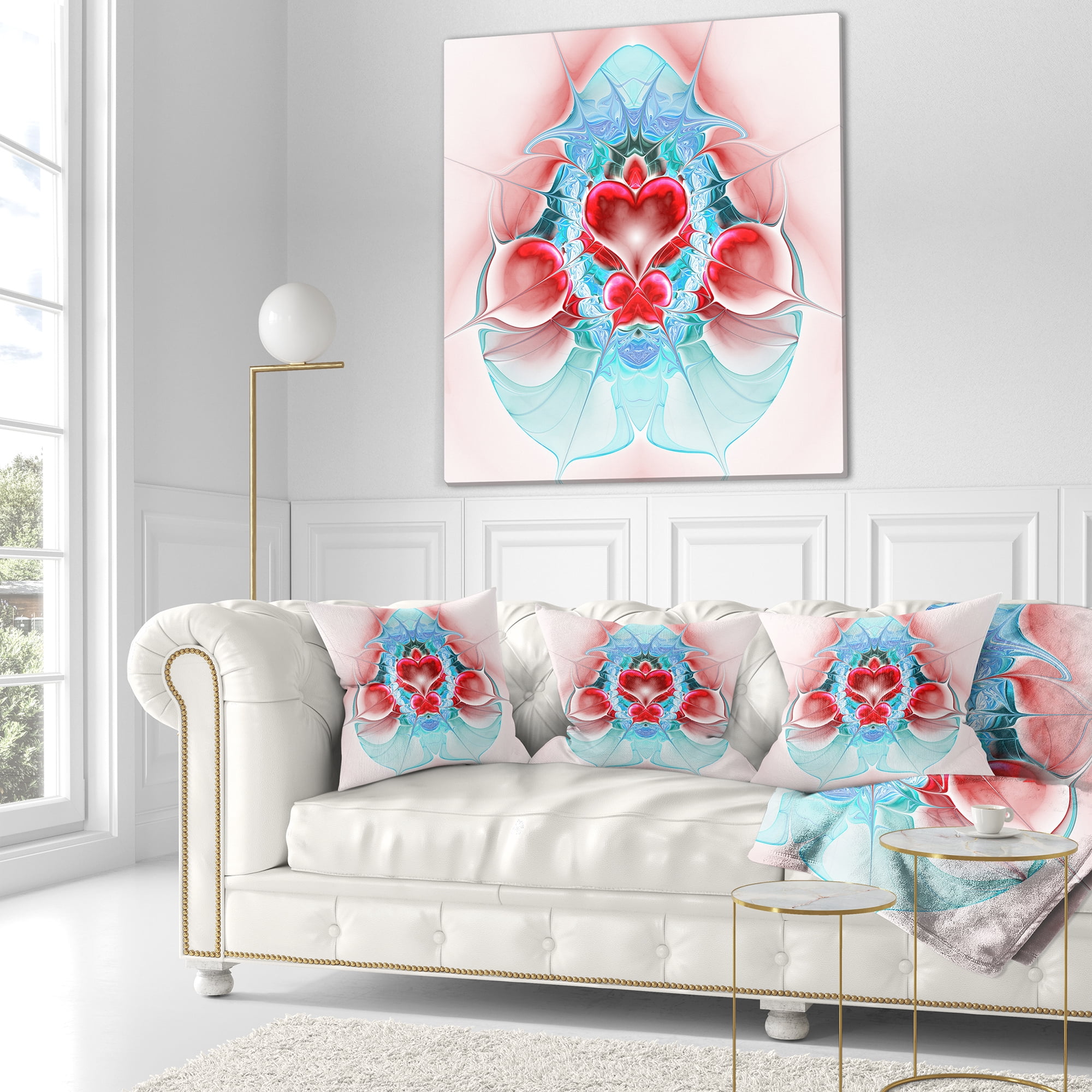 Designart 18" x 18" Red Polyester Throw Pillow