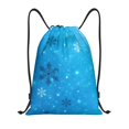 thumbnail image 1 of Xecao Winter With Snowflakes Pattern Sports Drawstring Backpack - String Swim Gym Bag with Wet Proof Pocket for Women&Men-Medium, 1 of 6