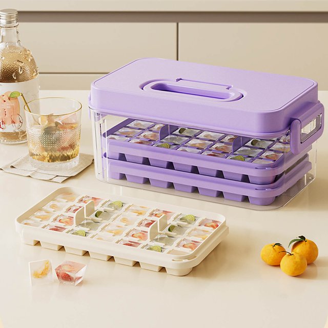 Binmer Ice Ice Bac à Glaçons Grande Capacité avec Couvercle, 56 Compartiments, pour Réfrigérateur