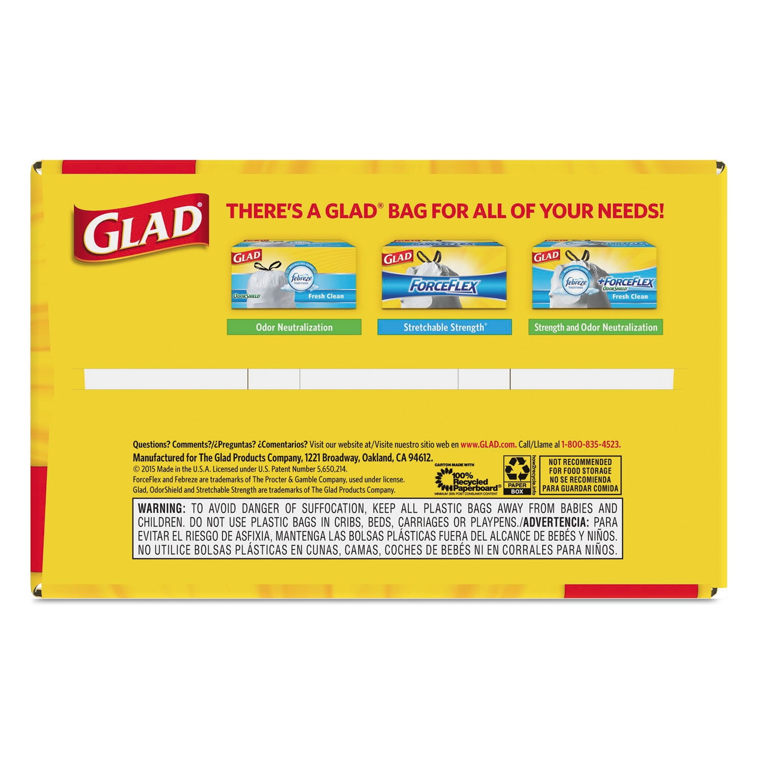 Glad® Tall Kitchen Drawstring Trash Bags, 13 gal, 0.72 mil, 23.75 x  24.88, White, 240/Carton