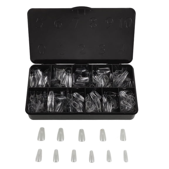 Niceauty 500Pcs Short Transparent Nail Tips Coffin Shape Full Cover for Nail Extensions