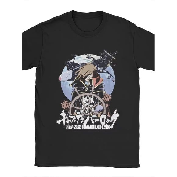 T-shirt Homme Pirate de l'Espace Capitaine Harlock Anime Vintage Collection Anime Manga avec Harlock & Albatros