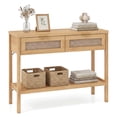 thumbnail image 1 of Costway Rattan Console Table with 2 Drawers, Shelf & 2 Anti-Tipping Kits for Small Space Natural, 1 of 5