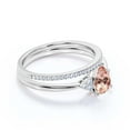 thumbnail image 2 of Dazzling Minimalist 1.75 Carat Pear Cut Affordable Ring, Morganite And Diamond Moissanite Engagement Ring, Unique Wedding Ring, One Matching Band in 10k Solid White Gold, Gift For Her, Bridal Set, 2 of 3