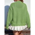 thumbnail image 4 of Women'S Knit Crochet Open Front Sweater Long Sleeve Button Flowers Loose Short Cardigan Outerwear Coats Green S, 4 of 5