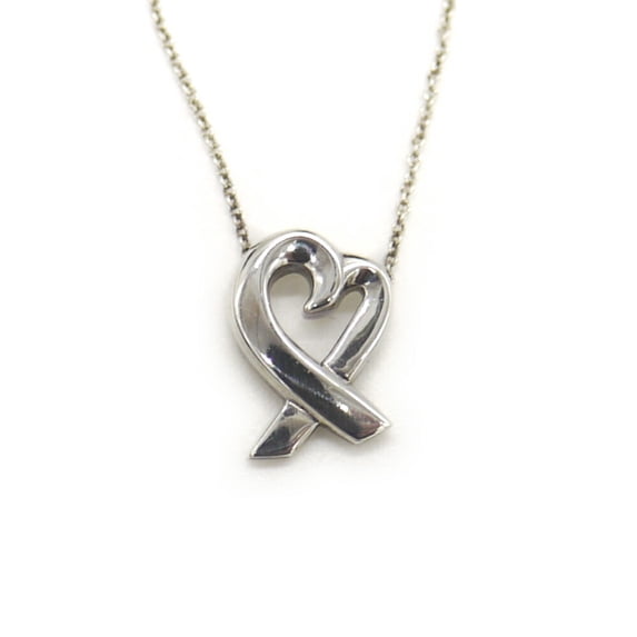 Pre-Owned TIFFANY & Co. Tiffany Paloma Picasso Loving Heart Necklace Silver 925 Azuki... (Good)