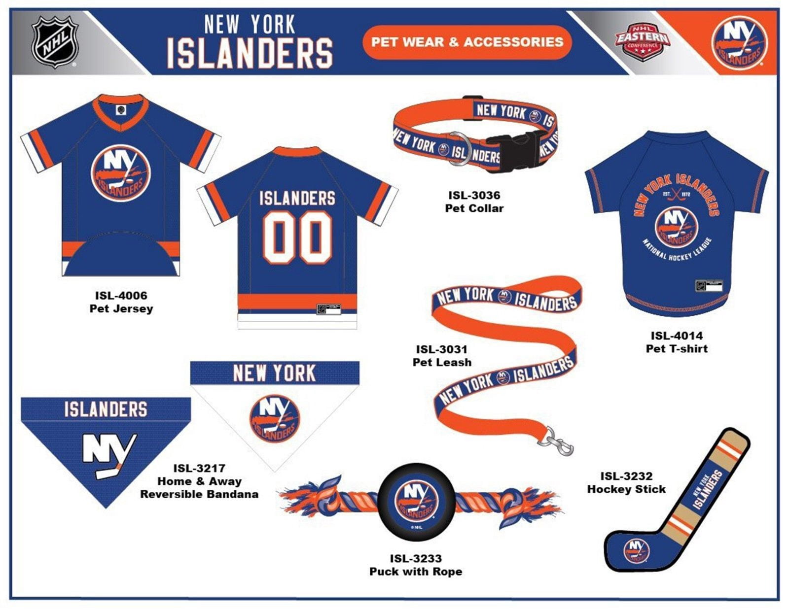 Pets First Stretchable NHL New York Islanders Dogs & Cats T-Shirt, Blue, Medium