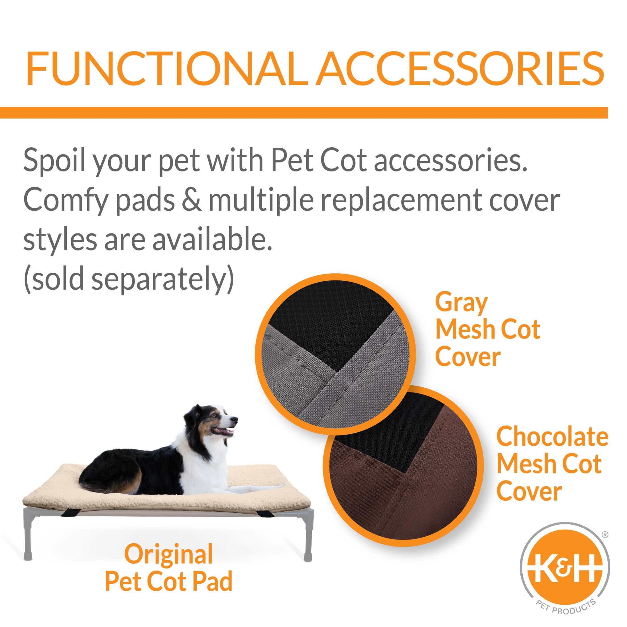 K&H Original Pet Cot Elevated Dog Bed Chocolate/Black Mesh X-Large 32 X 50 X 9 Inches