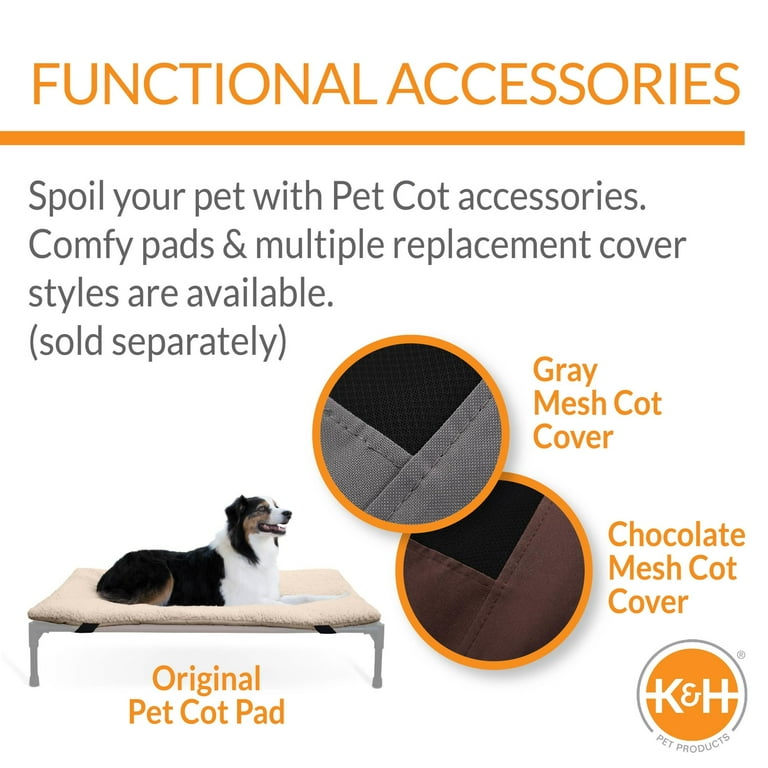 K H Original Pet Cot Elevated Dog Bed Chocolate Black Mesh X Large 32 X 50 X 9 Inches Walmart