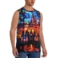 thumbnail image 2 of Fotbe Magical Stained Glass Castle Men's Camiseta sin Mangas Estampada para Hombres, Playera Casual para Gimnasio, Entrenamiento, Playa-X-Large, 2 of 7