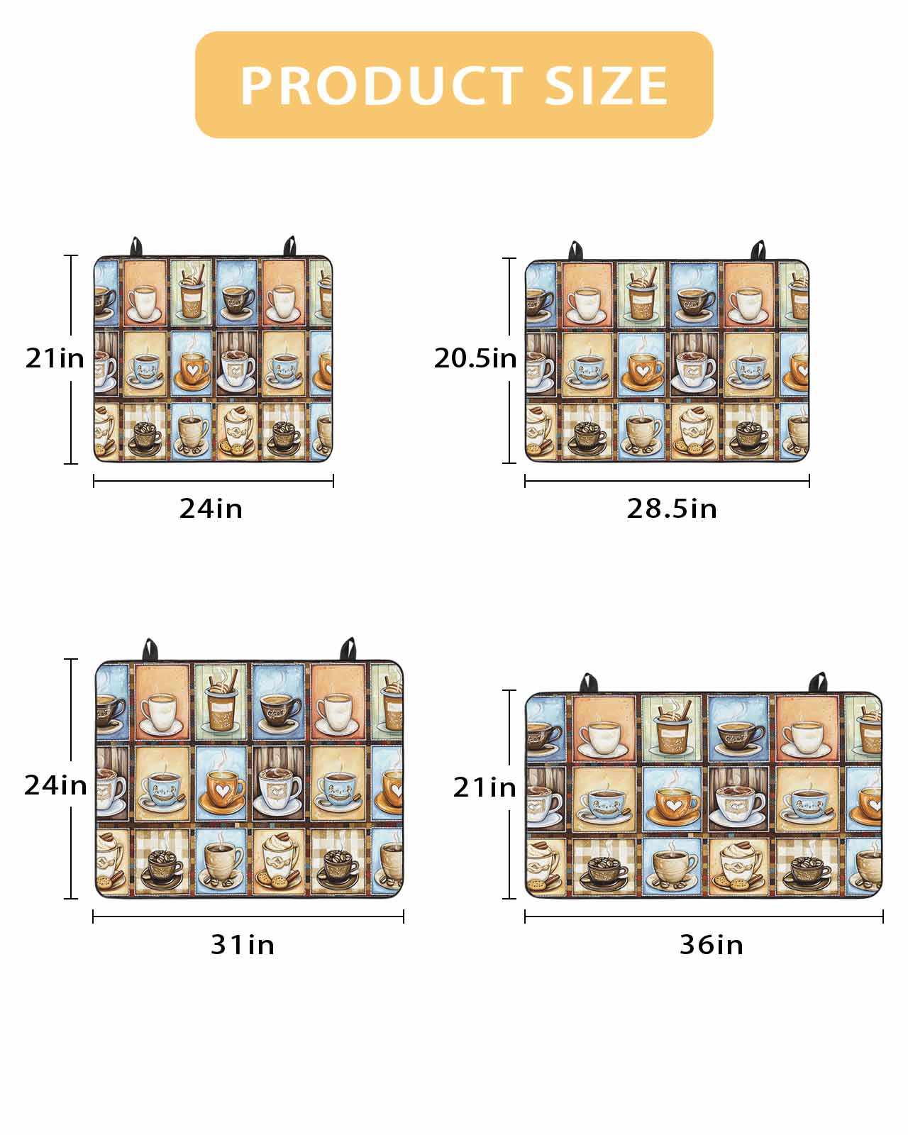 nqOlkjepod Large Induction Cooktop Protector Mat 36"x21", Watercolor Coffee Stove Top Covers for Electric Stove, Retro Coffee Patchwork Decorative Stove Burner Cover Mats, Glass Top Stove Cover