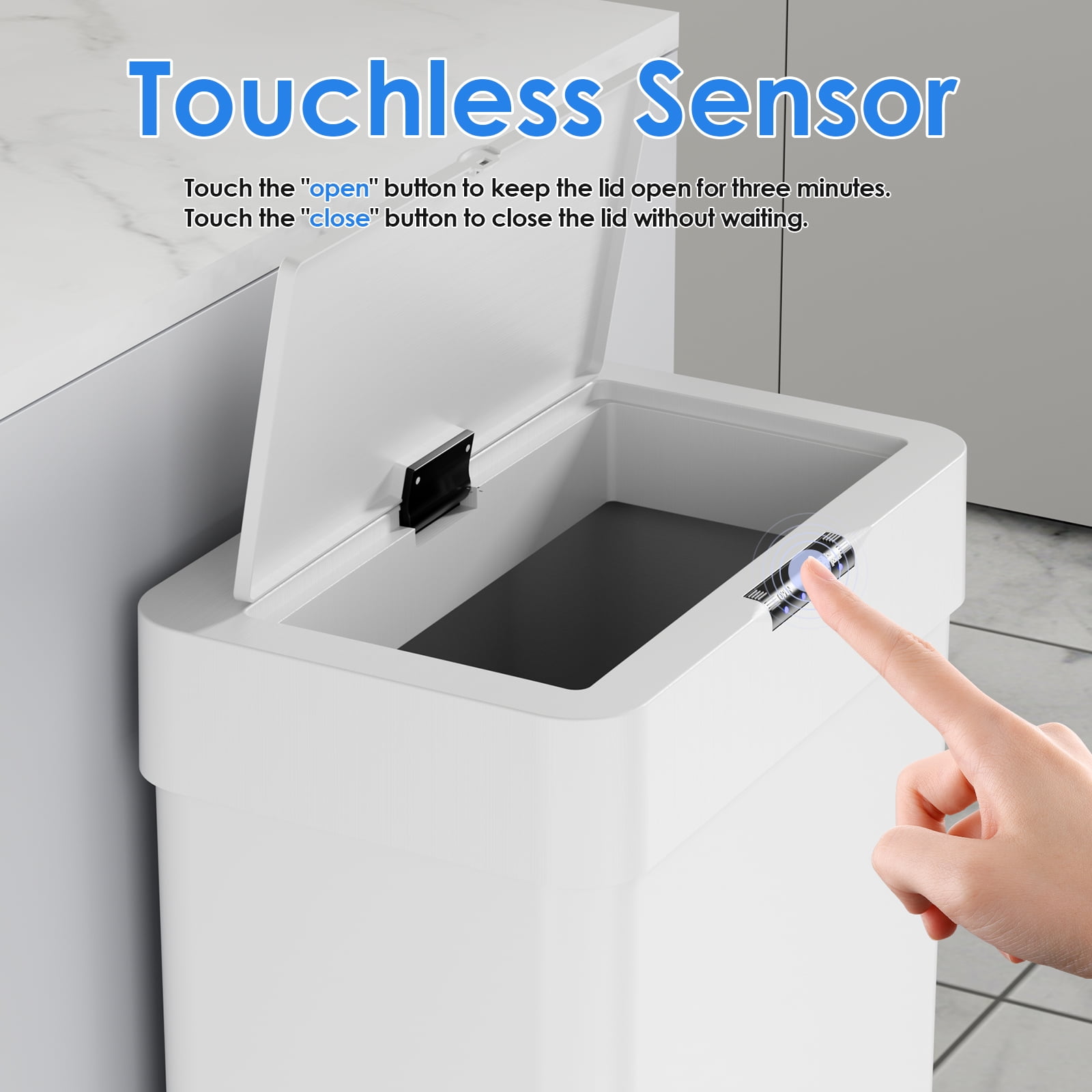 Arlopu 13.2 Gallon Touchless Motion Sensor Trash Can Automatic Garbage Can for Kitchen,Living Room Office