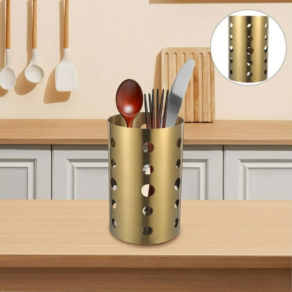 Storage Bag Storage Storage with Organizer Stainless Steel Utensil Holders For Kitchen Large Cooking Utensil Caddy Gold Metal Utensil Holders Utensil Holder With Drain Holes