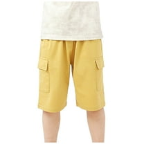 Annhoo Girls Cargo Shorts Elastic Waist Summer Quick Dry Knee Length Pants Outdoors Hiking Shorts with Multi Pockets