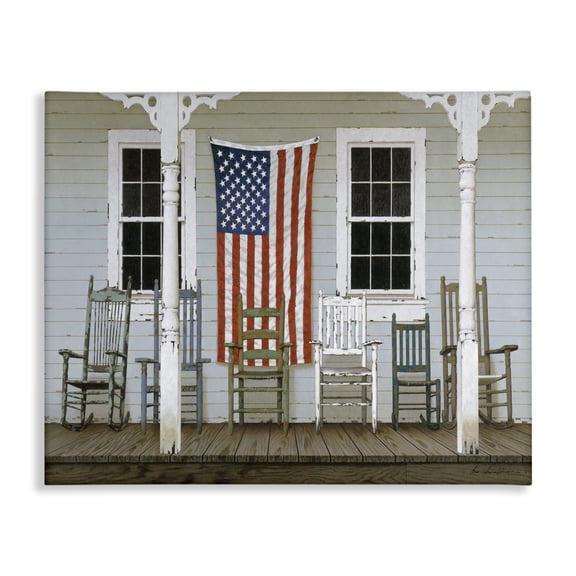 Stupell Industries Traditional Rocking Chair on Americana Porch Canvas Art, 20 x 16, by Zhen-Huan Lu