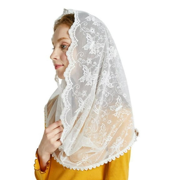 Yokua Lace Latin Mass Mantilla Veil Catholic Church Veil Lace Headcovering Scarf