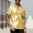 thumbnail image 4 of Men Fashion Short Sleeve Button-up Lapel Bright Shirt Summer Party Nightclub Top, 4 of 11