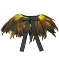 thumbnail image 2 of Honeeladyy Mardi Gras Feather Cape Collar for Women, Black Shoulder Shawl Cloak with Ribbon Tie, Christmas Party Costume Wedding Accessory, Gold, 2 of 3