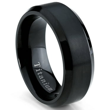 Men's Titanium Dome Brushed Finished Wedding Band Engagement Ring with ...