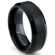 Mariage brossé Ring Titanium Black Men Band, Comfort Fit, Taille 8 mm 8