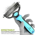 thumbnail image 6 of Spring Blossoms 2 in 1 Professional Grooming Rake for Cats & Dogs-Dematting Comb for Easy Mats & Tangles Removing,Hair Removal Cleaner for Pets(Blue), 6 of 7