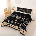 thumbnail image 2 of Homewish Boho Geometric Rhombus Full Size Comforter Sets,Rustic Lodge Bedding Comforter Set,Teal Cream,Black Reversible,3 Pieces,1 Comforter and 2 Pillowcases, 2 of 7