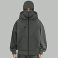 thumbnail image 4 of Towmus Balaclava Hoodie Jacket for Women Men, Y2K Zip Up Fashion Outerwear Double Layer Hooded Pullover, Winter Hip Hop Streetwear, 4 of 5