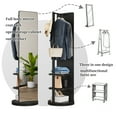 thumbnail image 6 of 360° Swivel Freestanding Solid Wood Full Length Mirror with Coat Rack, 6 of 8