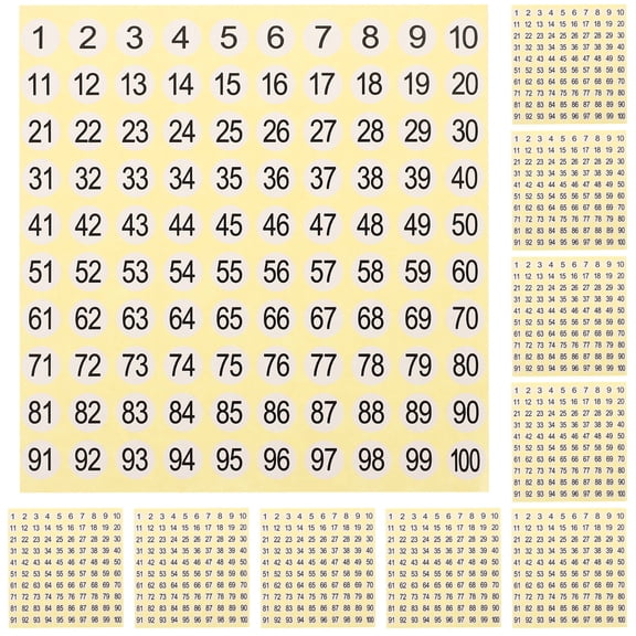 WHAMVOX  15 Sheets Digital Stickers Sizing Consecutive Number Clothing Labels Round Tags