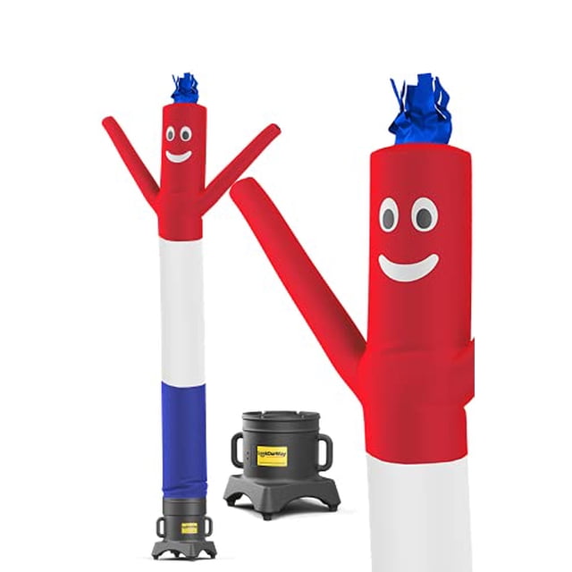 LookOurWay Air Dancers Inflatable Tube Man Set / 10 ft Waving Inflatable Tube Guy with 1/2 HP Blower For Stand Out Advertising (American Flag), Red, White, Blue