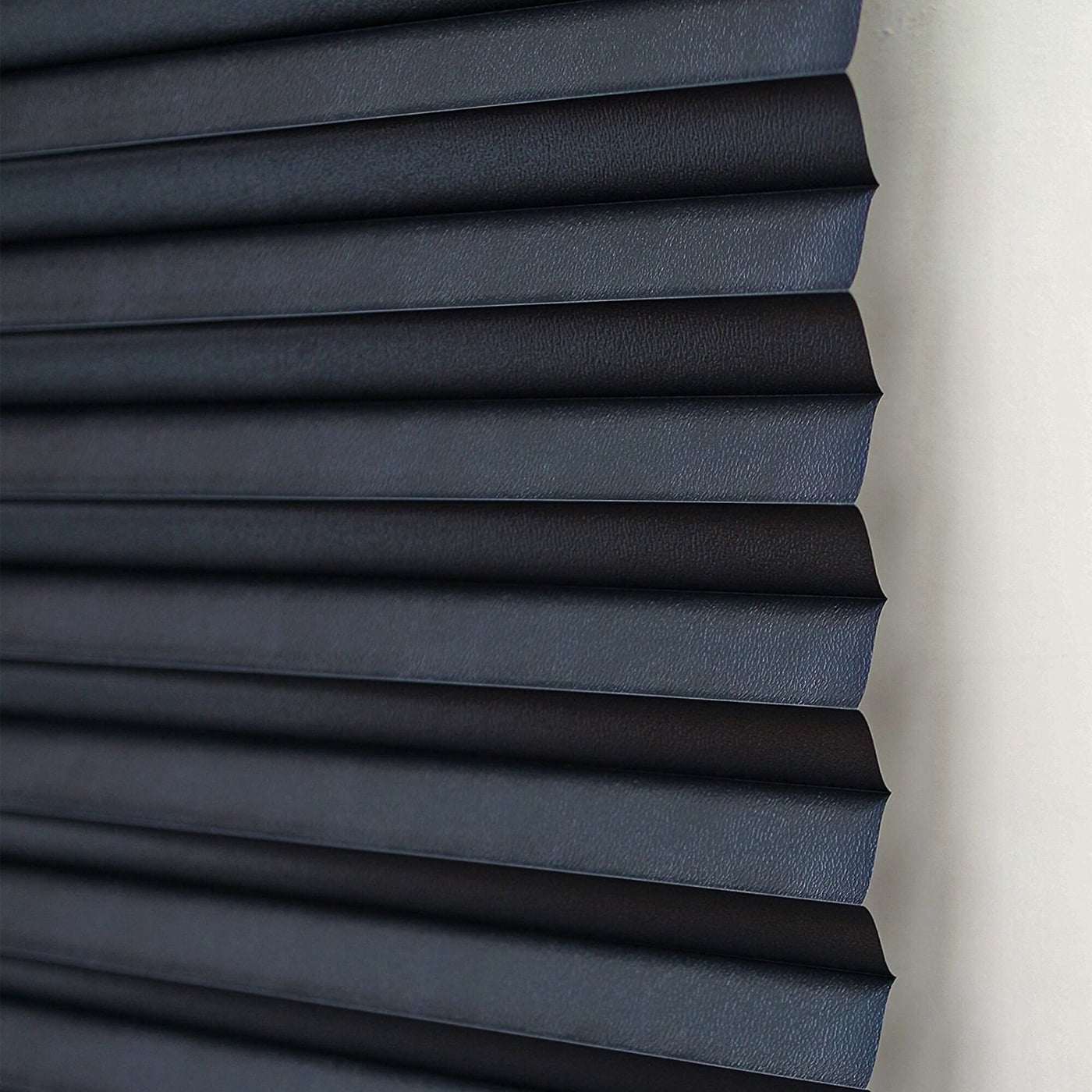 PowerSellerUSA Pleated Window Shades, Window Blinds Room Darkening Blinds 1" Slats Vinyl Window Blinds Cordless Push-Pull Mini Blind, Anti-UV Window Coverings, Fits Windows 75"L x 48"W, Black