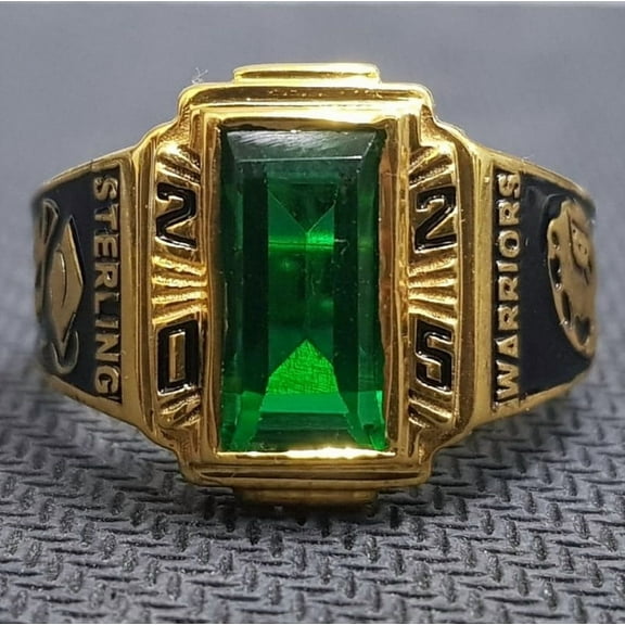Customized Class Rings CZ Rectangle Gemstone High School or College Graduation Rings -925 Sterling Silver Yellow Gold Plated
