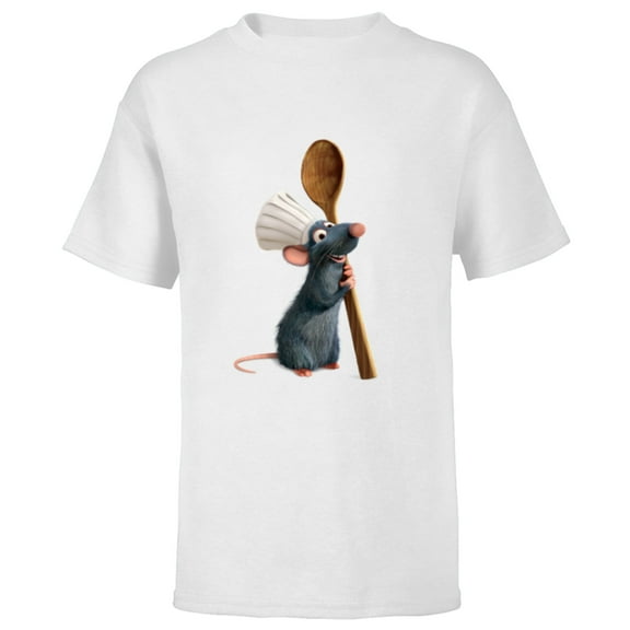 Disney Pixar Ratatouille Chef Remy with Spoon - Short Sleeve T-Shirt for Kids- Customized-White